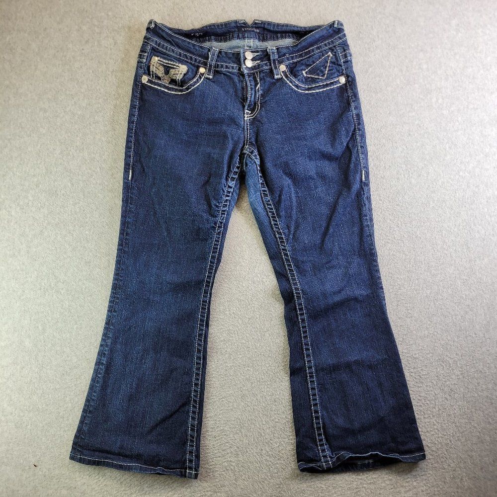 Vigoss Jeans Womens 14 Blue The Chelsea Flare Leg Heavy Stitching 26" Inseam